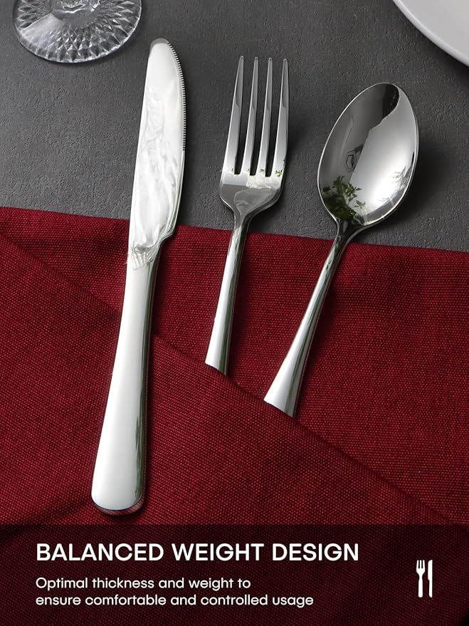 Silverware Set, 30-Piece Flatware Set for 6 Include Forks Spoons Knives Stainless Steel Utensil Set, Mirror Polished Dishwasher Safe Tableware Cutlery Set for Home, Restaurant, Party, Wedding