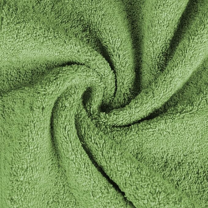 Superior Long Staple 100% Combed Cotton 700GSM 8-Piece Solid Towel Set for Bathroom, Shower-Super Soft, Plush, Assorted 8-Piece Towels, 4 Face/Washcloths, 2 Hand Towels, 2 Bath Towels, Green Essence