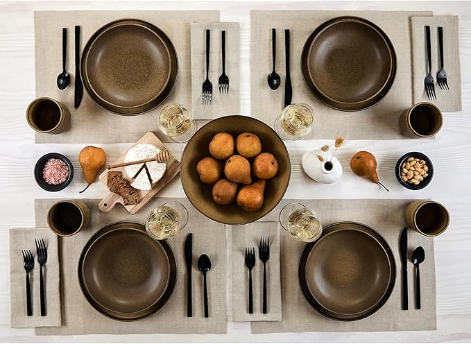 Solino Home Natural Linen Napkins Set of 6-100% Pure Linen Cloth Washable Dinner Napkins 20 x 20 Inch for Holiday, New Year - Fete