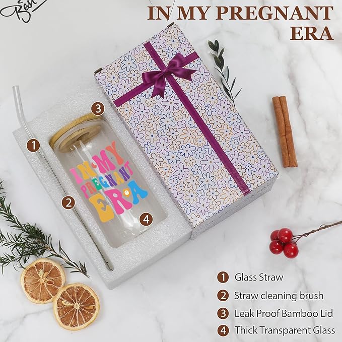 Gifts For New Mom, Pregnancy Era Gift, Christmas Mother's Day Gift, Postpartum Gifts, Expecting After Birth 16 Oz In My Pregnancy Era Coffee Glass