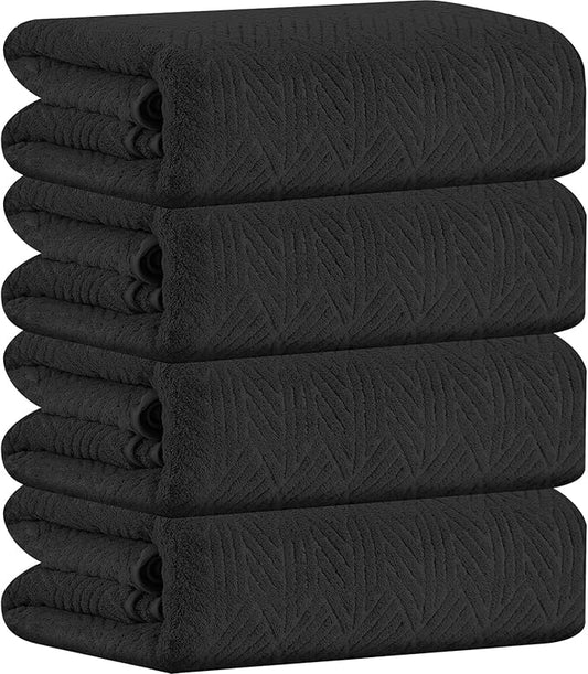 CHINO Black Bathroom Towel Set,35x70 Inch Bath Sheets Towels for Adults,Jumbo Bath Towels Extra Large Quick Dry Towel Soft Absorbent Oversized Towels Microfiber Shower Towels Hotel Spa (4 Pcs)