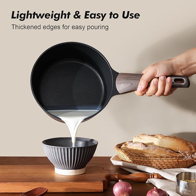 SENSARTE Nonstick Sauce Pan with Lid, 1.5 Quart Small Saucepan, Multipurpose Cooking Pot with Stay Cool Handle, Non toxic Kitchen Sauce Pot, Non stick Saucier Pan, Induction Comptable, PFOA Free