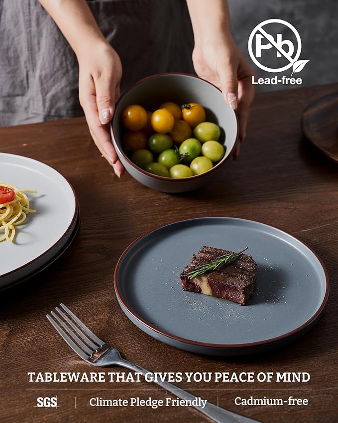 Famiware Mercury Dinnerware Sets with Mugs, Service for 4 (16 Pieces), Plates and Bowls Sets, Microwave and Dishwasher Safe Dishes Set, Multi-color