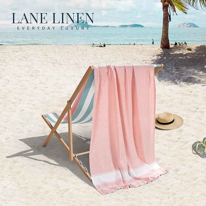 LANE LINEN Beach Towels 4 Pack - Beach Towels Oversized, Pre-Washed Extra Large Beach Towel, Quick Dry, No Sand Beach Towel, Pool Towels for Adults, 39"x71" - Quartz Pink