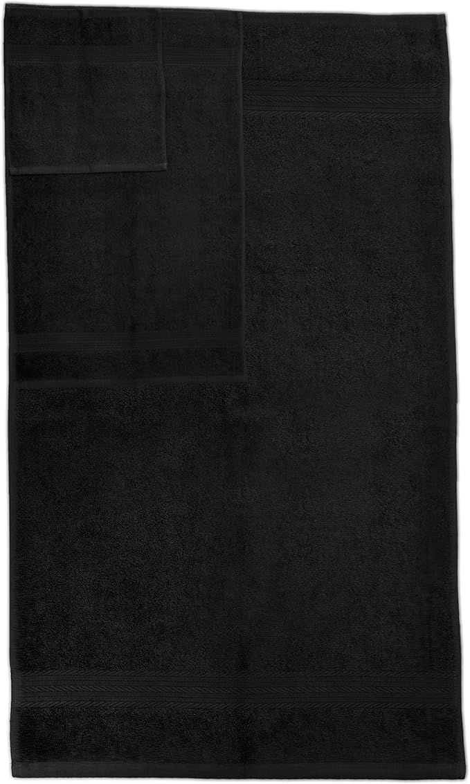 Ample Decor 100% Cotton Luxury 6 Piece Towels Set, 2 Bath Towels, 2 Hand Towels, 2 Wash Cloths for Bathroom - Black Towel Sets