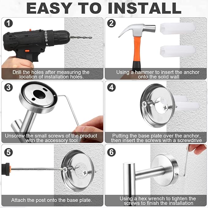 Gisafai 30 Pcs Bathroom Hardware Set, 23.6 Inch Brushed Towel Bar Ring Toilet Paper Holder Robe Towel Hook, SUS304 Stainless Steel Bathroom Accessory Set Wall Mounted (Silver)