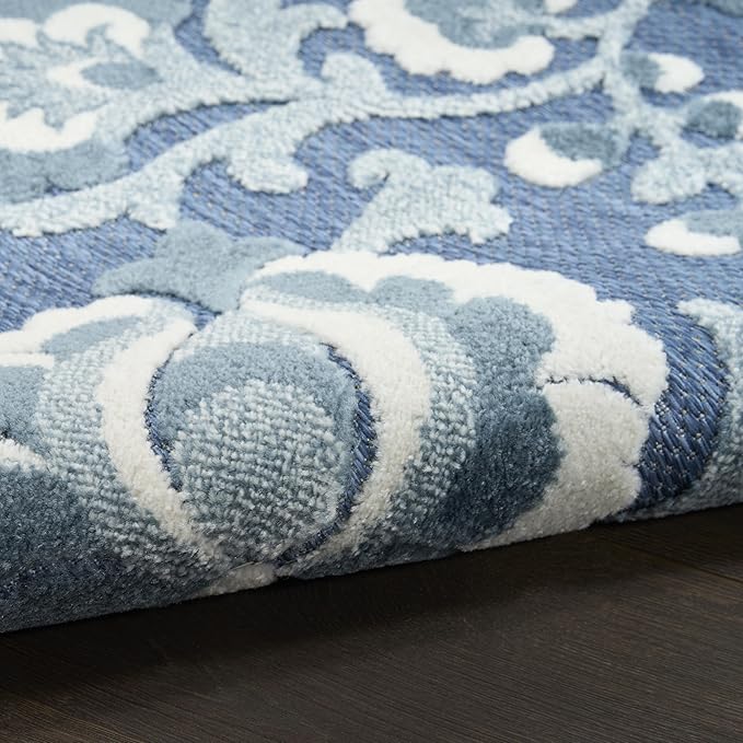 Nourison Home Aloha Blue 2'8" x 4' Area Rug - Easy Clean, Non Shedding, Bed Room, Living Room, Dining Room, Kitchen (3' x 4')