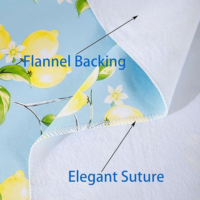 Walrus Heavy Duty Vinyl Tablecloth with Flannel Backing Waterproof Oil-Proof Plastic Table Cloth Stain-Resistant Wipeable Rectangle or Square Table Cover for Indoor and Outdoor (Lemon, 52x70 Inch)