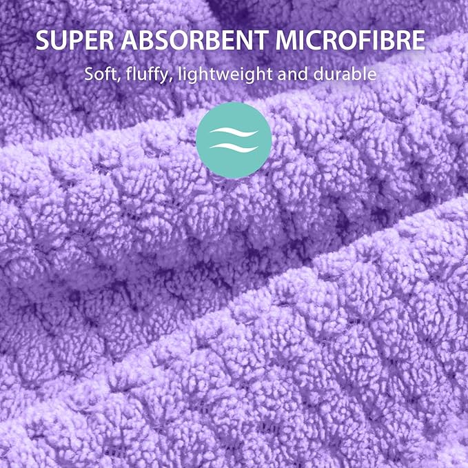 YFONG X-Large Hair Towel Wrap for Women, Super Absorbent Microfiber Hair Towel for Curly Hair, Fast Drying Hair Turbans with Elastic,Hair Drying Towel Wrap for Hair Care 30" X 40" (Purple)