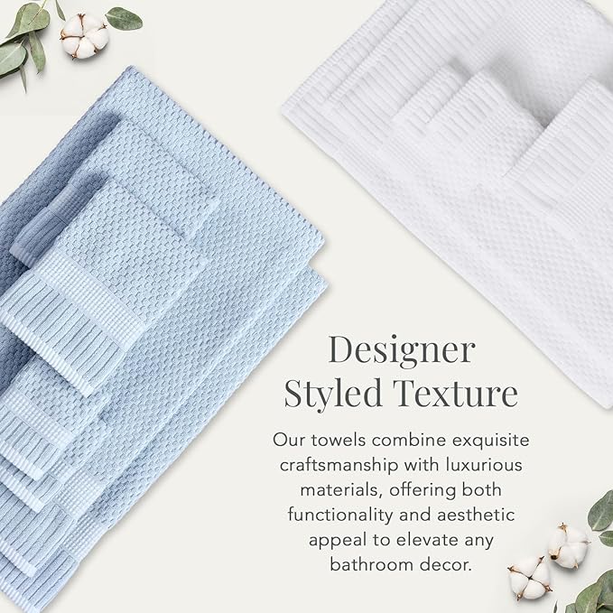 NY Loft 2 Pack Bath Sheet Towel Set | 100% Cotton | Absorbent Quick-Dry Oversize Bath Towels | Textured and Durable Cotton | Chambray Blue