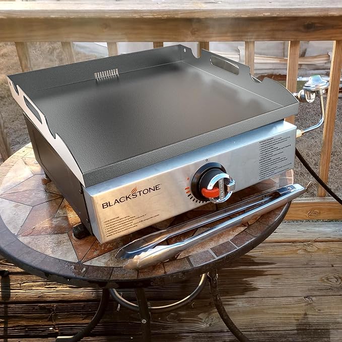 Flat Top Griddle for Blackstone 17 Inch Griddle Powder Coated Steel Coated Steel Gill Pan Replacement Parts with Rear Grease System for Blackstone 1819 1832 1814 1650 1945