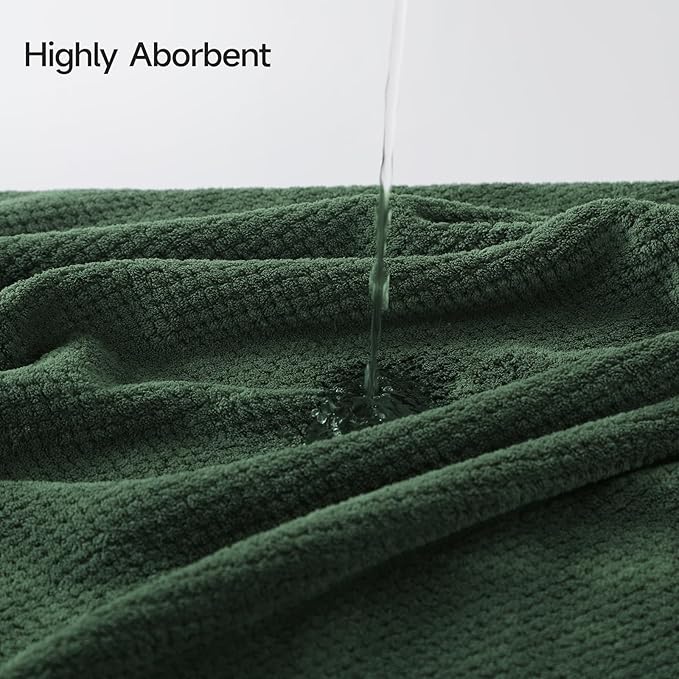 REDKISS Premium Towel Set of 8 - Ultra Soft Microfiber, Contains 2 Large Bath 35x70, 2 Hand 14x30, 4 Washcloths 14x14, Highly Absorbent, Quick Dry, Ideal for Everyday use, Hotel & Spa, Olive Green