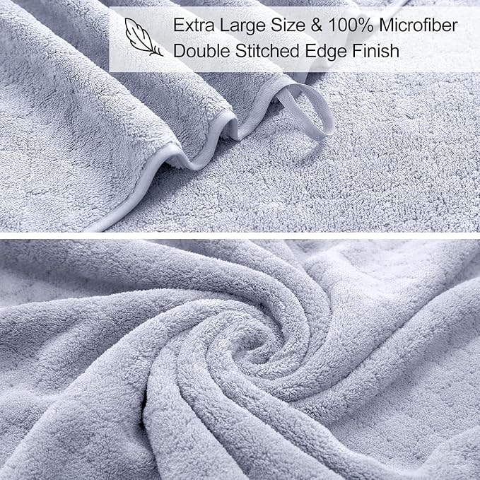 4 Piece Extra Large Bath Towels 35x70 Inches - Luxury 600 GSM Oversized Bath Sheet Towel,Ultra Soft Microfiber - Quick Dry,Highly Absorbent Shower Towels Spa Hotel Bathroom Towel Set (Light Purple)