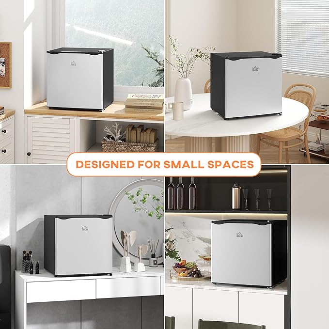 HOMCOM Mini Freezer Countertop, 1.1 Cu.Ft Compact Upright Freezer with Removable Shelves, Reversible Door for Home, Dorm, Apartment and Office, Silver