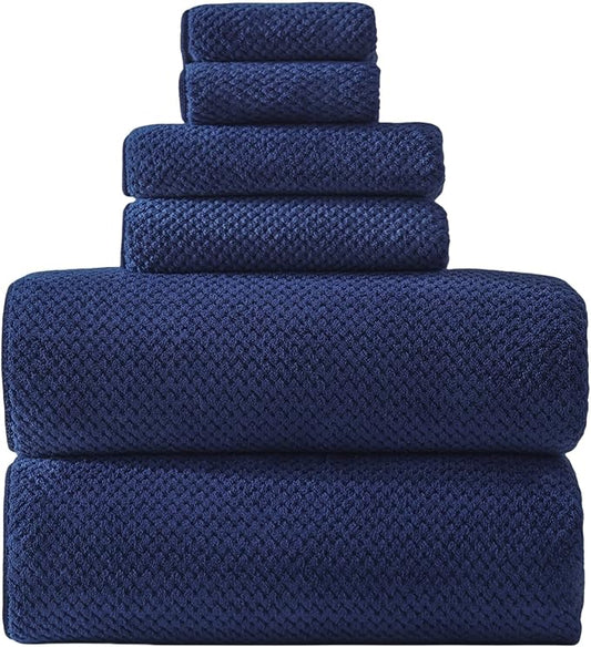 40x80 Inches Bath Sheets Towels for Adults Oversized Bath Towels Extra Large Luxury Super Soft Absorbent Quick Dry Microfiber (Navy Blue,6PCS)