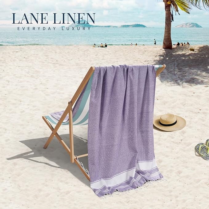 LANE LINEN Large Pool Towels, XL Beach Towel 2 Pack, Pre-Washed, No Shrink, Quick Dry Oversized Beach Towels, Stylish Beach Towel for Women, Sand Free Towel, 39"x71" - Regal Orchid