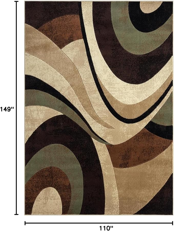 Home Dynamix Tribeca Slade Contemporary Abstract Area Rug, Brown/Green, 9'2"x12'5"