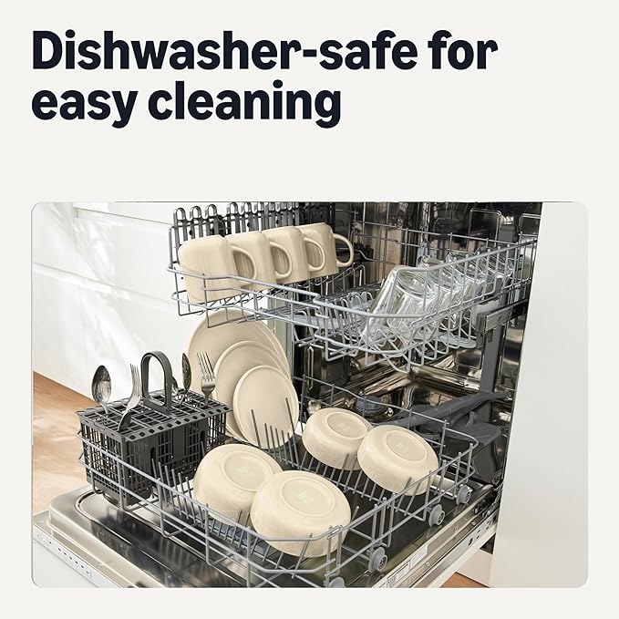 Amazon Basics Glazed Stoneware Dinner Plates, Ceramic 4-Piece Set, Microwave and Dishwasher-Safe, 10.5 in., Ivory