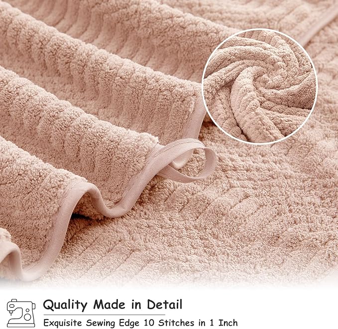 18 Pcs Pink Woven Family Towels Set-6 Bath Sheets,6 Hand Towels,6 Washcloths Soft Polyester Towels Absorbent Shower Towel Quick Dry Beach Chair Towel Lint Less Towels Set for Bathroom Spa Gym Hotel