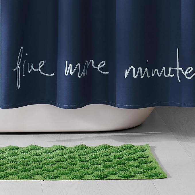 Kate Spade New York Dotted Woven Bath Rug, 21 in x 34 in, Absorbent Bath Mat, Slip Resistant, Made from 100% Cotton, Machine Washable, Green