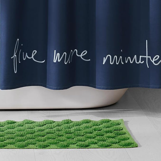 Kate Spade New York Dotted Woven Bath Rug, 17 in x 24 in, Absorbent Bath Mat, Slip Resistant, Made from 100% Cotton, Machine Washable, Green