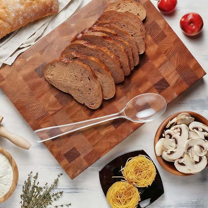 300 Count Clear Plastic Spoons Disposable, Heavyweight Cutlery Sets Solid and Durable Plastic Silverware Utensils for Parties, Events and Everyday Use (Spoons)