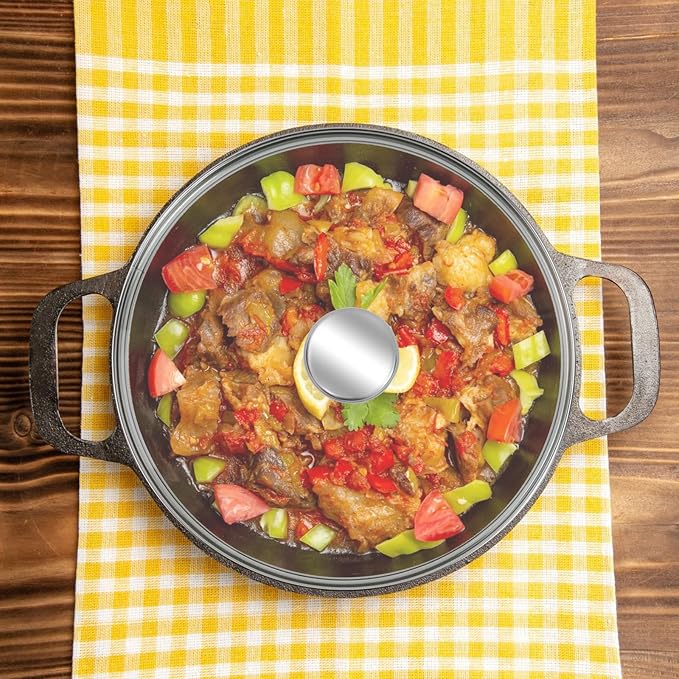 12.5" Tempered Glass Pan Lid with Steam Vent, Thickened to 4mm and Dishwasher Safe and Oven up to 480℉, Universal Lid Fit for Cast Iron Skillets, Frying Saute Pan, Cooking Pot