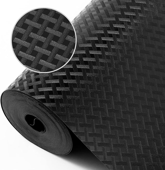 Shelf Liners for Kitchen Cabinets Refrigerator Liners Waterproof & Oil-Proof Kitchen Cupboard Liner Non-Slip Drawer Mats EVA Material Non Adhesive Fridge Liner for Shelves - Black 23.6 x 157.4 Inches