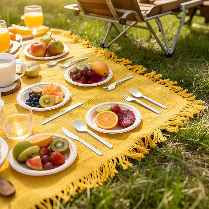 Gezond 150 Count 100% Compostable Cutlery Set, Forks Spoons Knives PLA Disposable Cutlery Set, No Plastic Biodegradable Eco-Friendly Utensils Suitable for Party Picnic Office Everyday Use