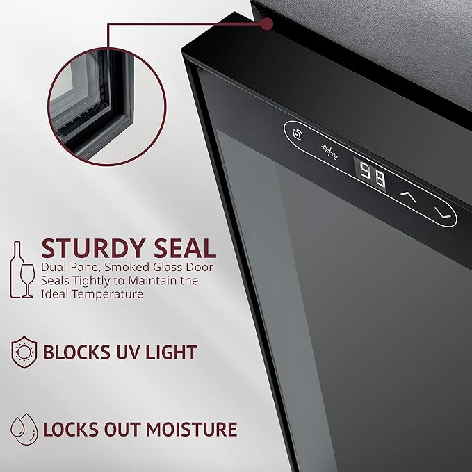 Schmecke 12 Bottle Compressor Wine Cooler Refrigerator w/Lock | Large Freestanding Wine Cellar | 41f-64f Digital Temperature Control Wine Fridge For Red, White, Champagne or Sparkling Wine - Black