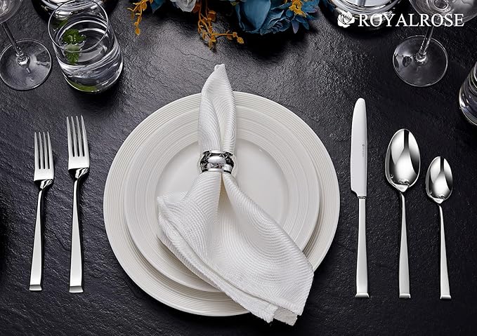 Royalrose Alexander Fine Forks, Set of 4, 18/10 Stainless Steel, Well Made, Dishwasher Safe, Heavy Duty Fork (8.1" Dinner Fork)