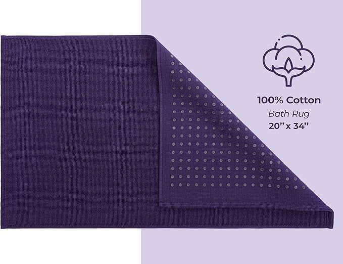 American Soft Linen Bath Rug, 20 in 34 in 100% Cotton Bath Mats Rugs for Bathroom, Slip Reducer Washable Shaggy Form Area Rugs, Purple Bath Rug