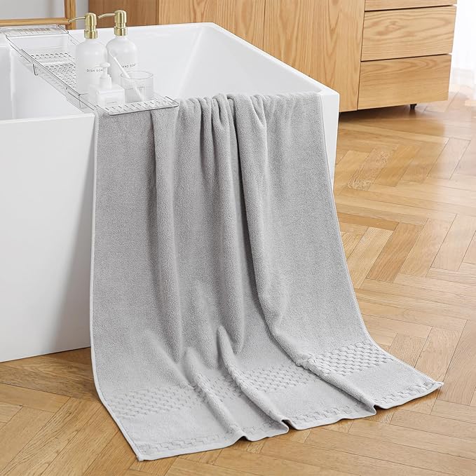XIQ Bath Sheets 600GSM Combed Cotton Super Soft Luxury Bath Towels Extra Large Shower Towels for Bathroom (Grey,2PCS)