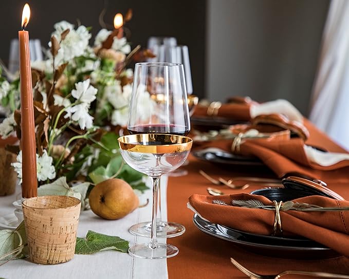 Solino Home Linen Placemats Set of 4 - Classic Hemstitch Cinnamon Placemats 14 x 19 Inch - 100% Pure Linen Table Mats for Winter