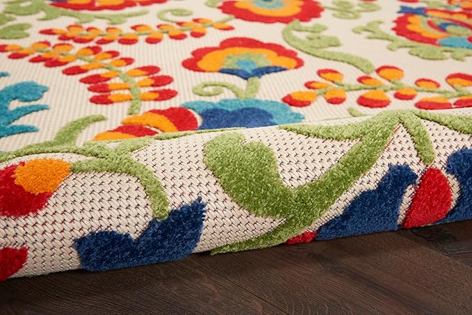 Nourison Home Aloha Multicolor 9' x 12' Area Rug - Easy Clean, Non Shedding, Bed Room, Living Room, Dining Room, Kitchen (9' x 12')
