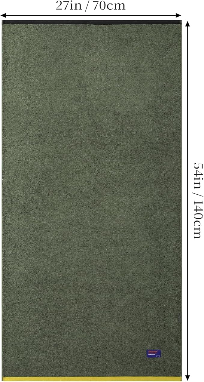 REDKISS 2 Pack 100% Cotton Bath Towels with Luxury Embellished Border Design, Oversized 27 x 54 Inches & 600 GSM Ultra Soft Bath Towel Set, Quick Dry Towels for Bathroom, Gym, Spa, Hotel, Army Green
