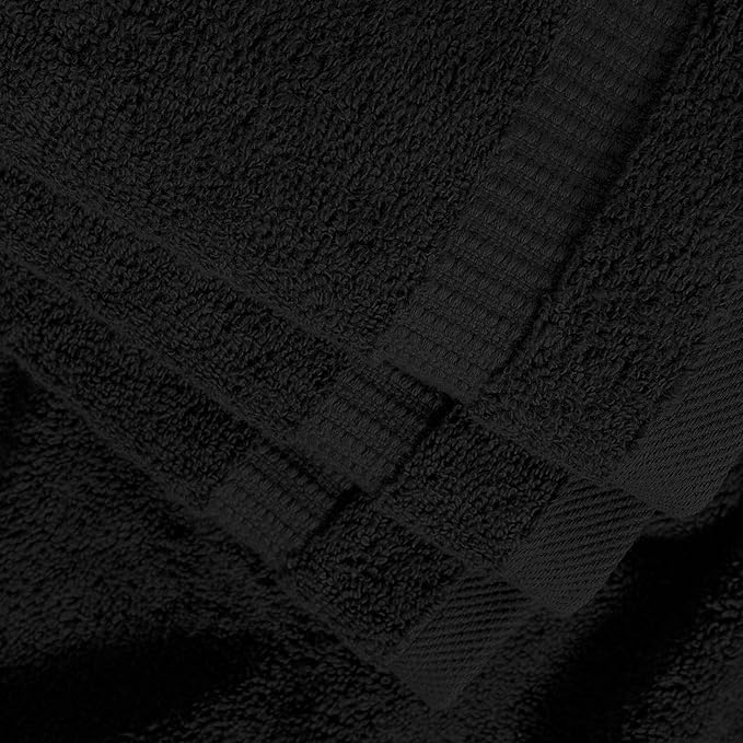 SALBAKOS 100% Turkish Cotton Washcloth Set of 12 13x13 inch | Heirloom Quality | Hotel & Spa Collection | Ultra Soft, Super Absorbent, Wash Cloth Towels | Made in Turkey (Black 12 Pcs Washcloth)