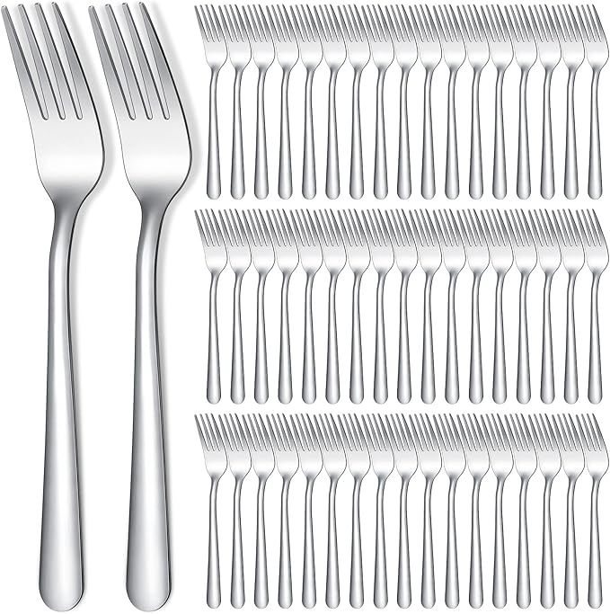 Minatee 200 Pcs Dinner Forks Bulk Set 8 Inches Stainless Steel Metal Forks Silverware Table Cutlery Mirror Polished Salad Flatware for Home Restaurant Kitchen