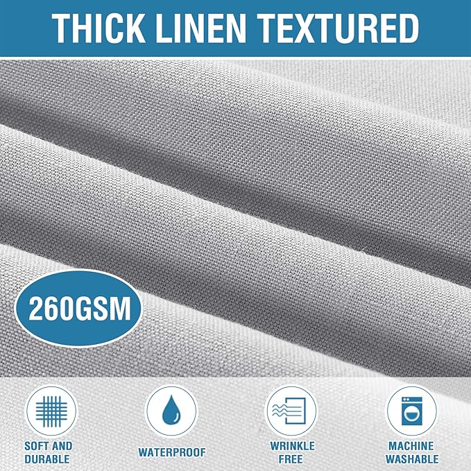 H.VERSAILTEX Linen Textured Table Cloths 60 x 120 Inch Premium Solid Tablecloth Spill-Proof Waterproof Table Cover for Dining Buffet Feature Extra Soft and Thick Fabric Wrinkle Free, Grey