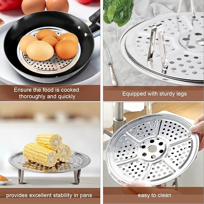 Steamer Rack, Premium Stainless Steel Steamers Rack with Removable Stand, 8.6 Inches Pot Steaming Tray for Steamer Cookware Instant Pressure Cooker