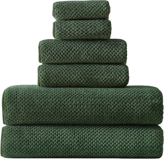 30x60 Inches Extra Large Bath Towels Set Super Soft Absorbent Luxury Microfiber Towels for Bathroom(Olive Green, 6PCS)