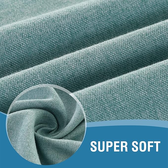 H.VERSAILTEX Linen Textured Tablecloth Round 70 inch Waterproof Decorative Table Cloth Spill-Proof Linen Look Cover for Party Table Extra Soft and Thick Fabric Wrinkle Free, Heather Aqua