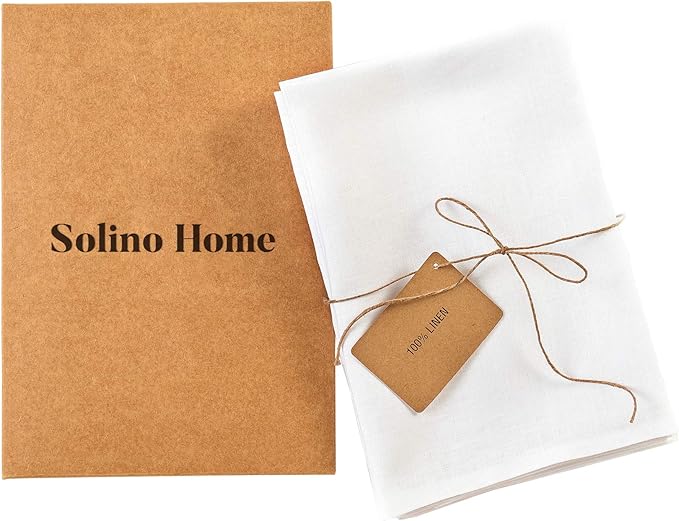 Solino Home White Linen Napkins Set of 6-100% Pure Linen Cloth Washable Dinner Napkins 20 x 20 Inch for Fall, Autumn, Halloween, Thanksgiving, Christmas, Holiday - Fete
