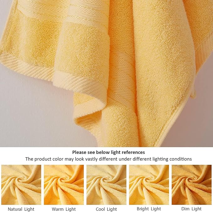 COZYART Yellow Hand Towels for Bathroom 4 Pcs, 13x30 100% Cotton Guest Hands Towel Set Super Soft Highly Absorbent Durable 650 GSM for Daily Use