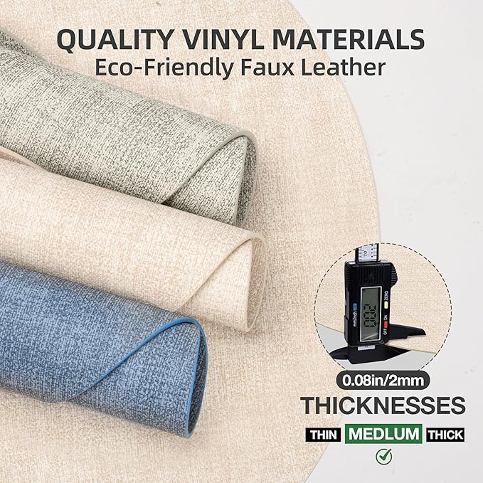 15 inch Faux Leather Round Placemats Set of 6 Non-Slip Washable Wipeable Table Mats, Heat Resistant Waterproof Oilproof Beige Place Mats for Kitchen, Dining, Party, Indoor, Outdoor