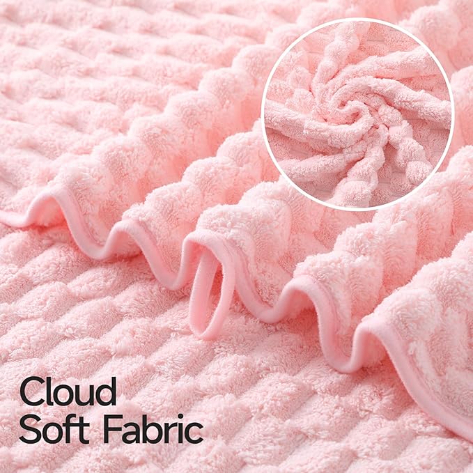 REDKISS 4 Pack Pink Microfiber Bath Towels - Extra Large Waffle Towels Set for Bathroom, Super Absorbent Towel Set of 4 Lagre, Quick Dry Bathroom Towel for Spa, Gym,Travel, Lint Free, Ultra Soft