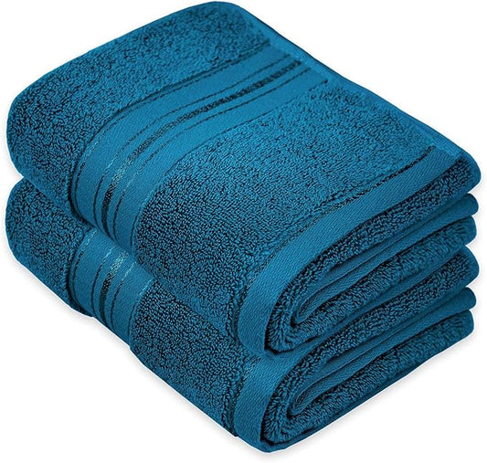 Cleanbear Cotton Hand Towel Thick Bathroom Hand Towels - 2 Pack (Peacock Blue), 13 x 28 Inches