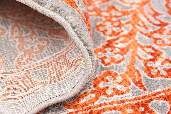 Unique Loom New Classical Collection Traditional Intricate Design with Distressed Vintage Detail, Area Rug, 6' 0' x 6' 0', Terracotta/Gray