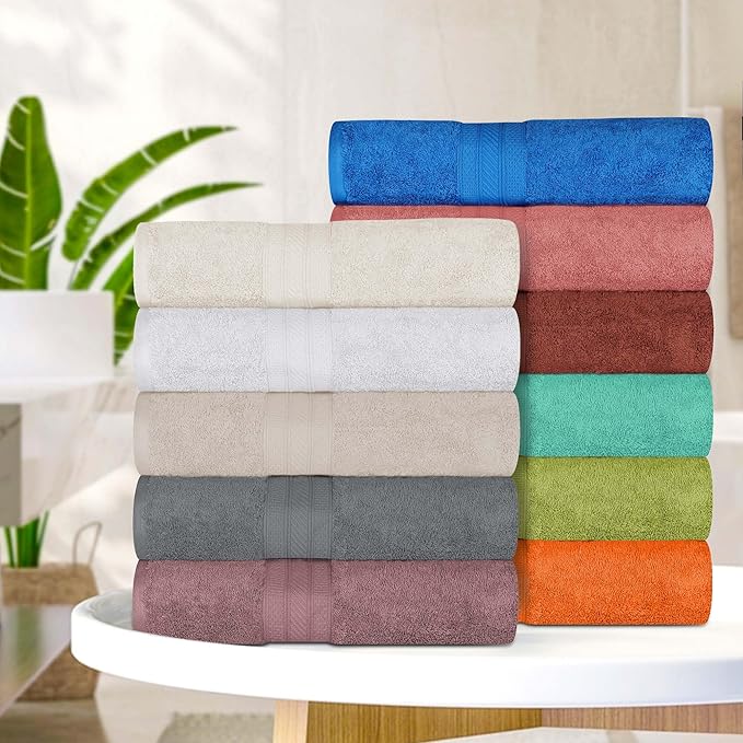Superior Long Staple 100% Combed Cotton 700GSM 8-Piece Solid Towel Set for Bathroom, Shower-Super Soft, Plush, Assorted 8-Piece Towels, 4 Face/Washcloths, 2 Hand Towels, 2 Bath Towels, Grape Shake