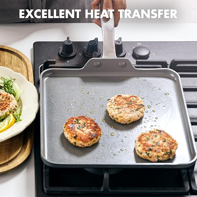 GreenPan Chatham Hard Anodized Healthy Ceramic Nonstick, 11" Griddle Pan, PFAS-Free, Dishwasher Safe, Oven Safe, Gray